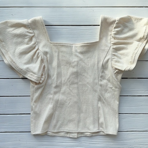 NWT Anthropologie Dolan Left Coast Structured Flutter Sleeve Top Cream sz S - Picture 7 of 8